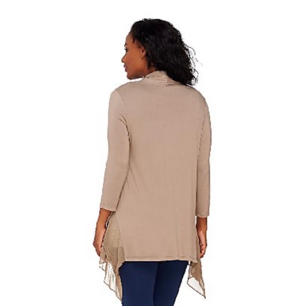 Knit Cardigan with Pleated Chiffon